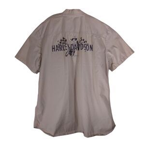 Harley-Davidson shirt mens XL Xlarge ivory motorcycle graphic button short sl